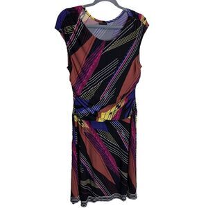 Women's Voir Voir Bright Multicolor Short Sleeve Drop Waist Round Neck Dress 12